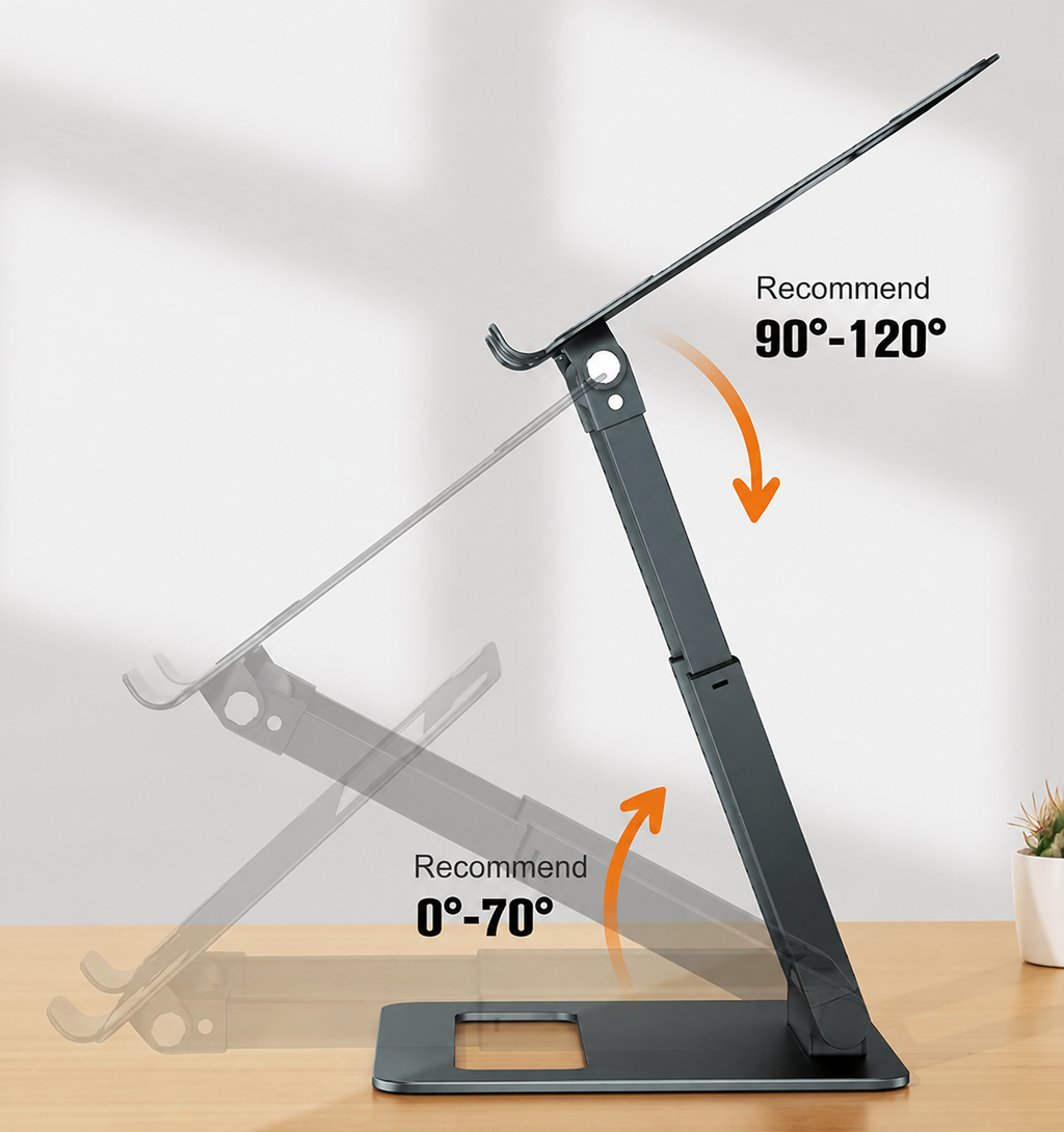 Höhenverstellbarer Laptop-Ständer für den Schreibtisch – Teleskopierbarer Computer-Ständer mit ausziehbarem Design, ergonomische Laptop-Erhöhung, passend für alle Laptops von 10 bis 17 Zoll – Grau